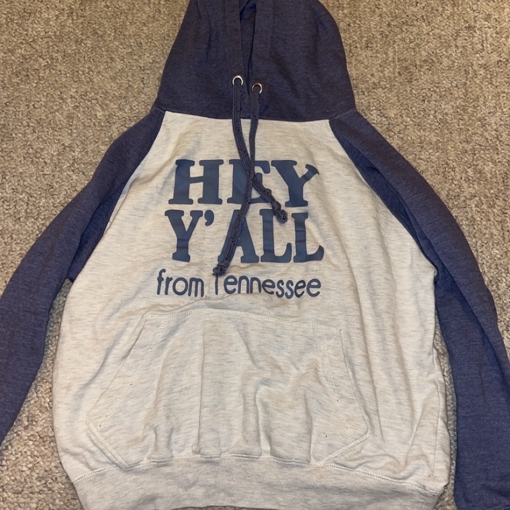 Blue and Gray Hoodie Sweater